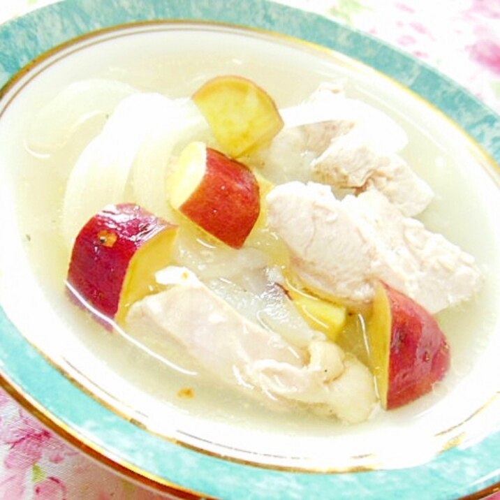 ❤玉葱と薩摩芋と鶏胸の塩・バター・スープ❤